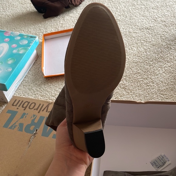 Buckle grey suede tall boot, size 8.5 med. - Picture 4 of 7